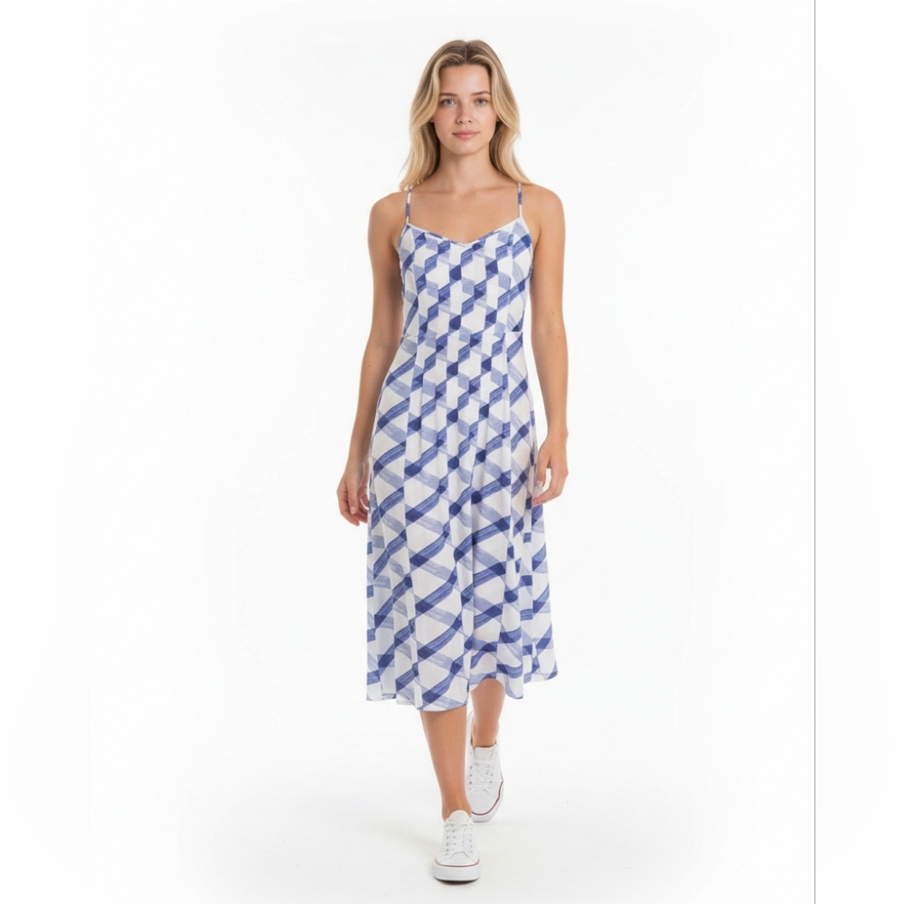 Banana Republic A-Line Midi Satin Summer Dress Size 4P